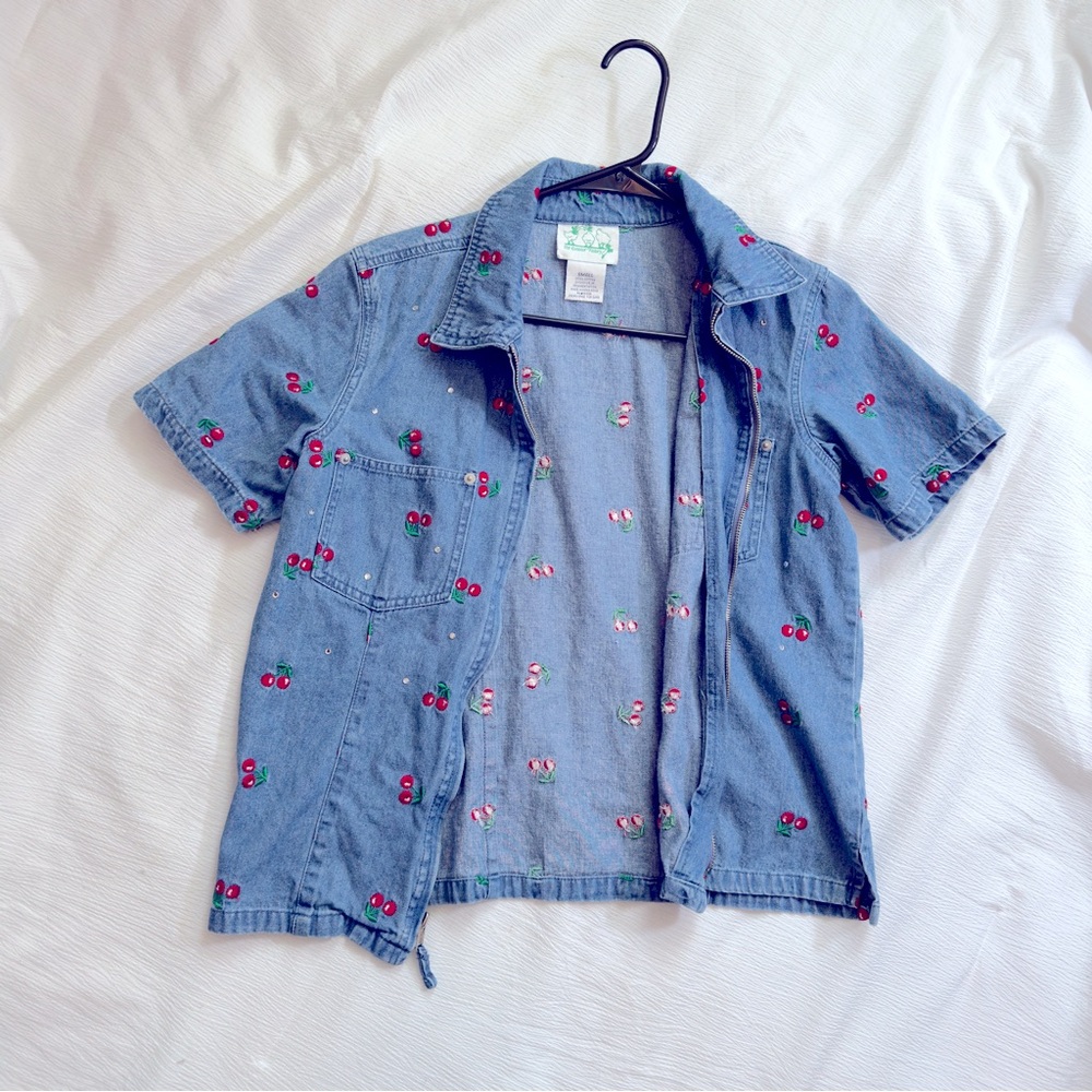 Vintage Denim Cherries Top